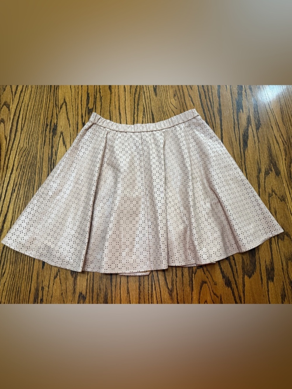 Anthropologie Sunday in Brooklyn Eyelet Mini Swing Skirt Sz 8 Blush Pink/Beige - Picture 13 of 16